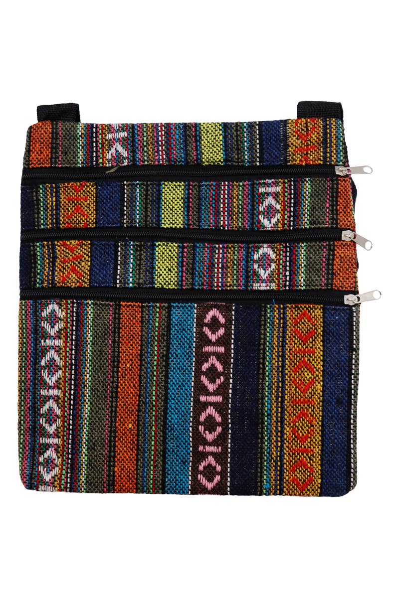 Navajo Baja Tribal Triple Zip Clutch Crossbody Bag