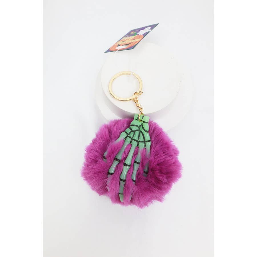 Skeleton Hand Pom Pom Keychain