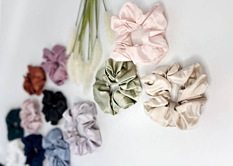 Satin Silk Scrunchies Bridal Hair Satin Scrucnhies