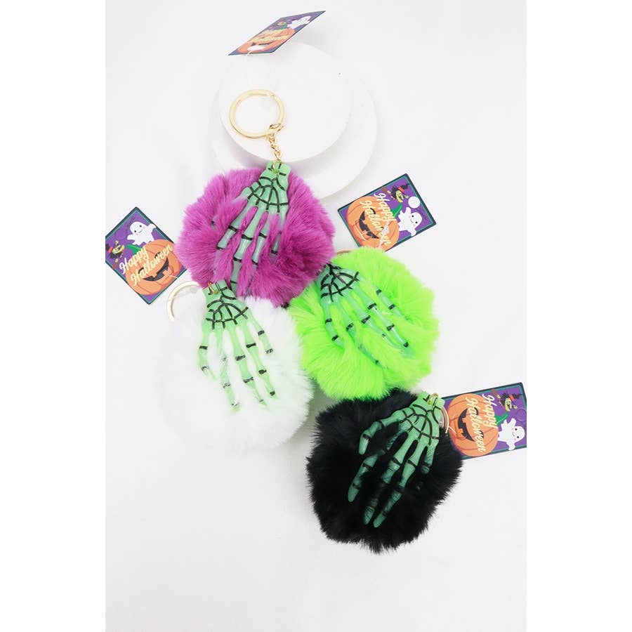Skeleton Hand Pom Pom Keychain