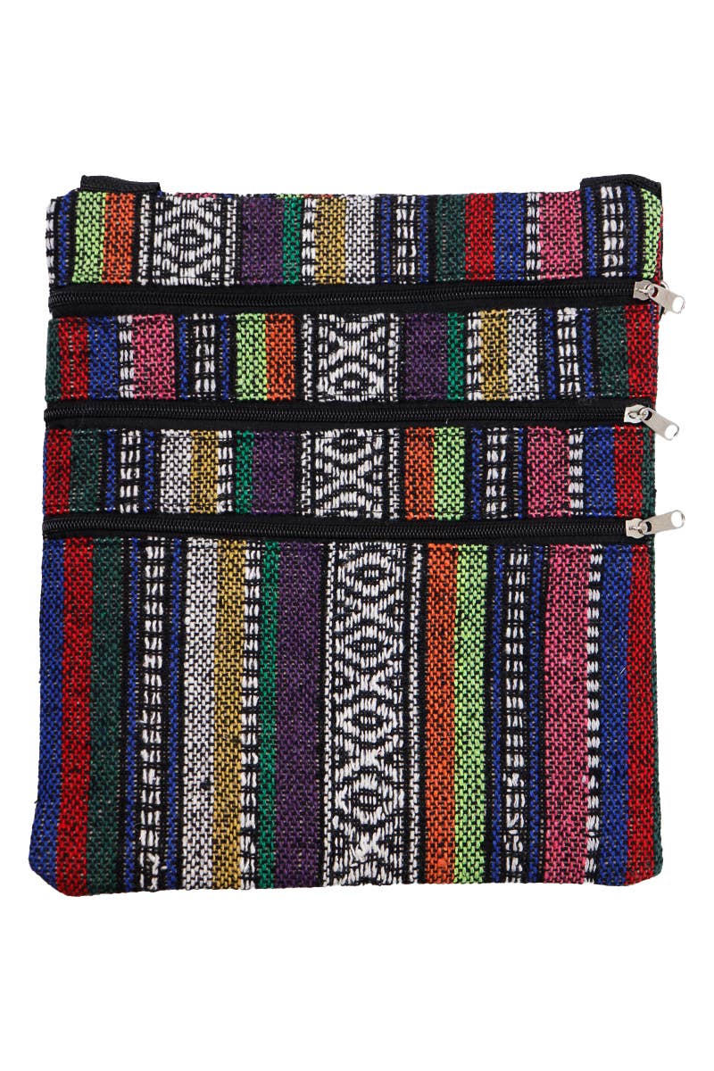 Navajo Baja Tribal Triple Zip Clutch Crossbody Bag
