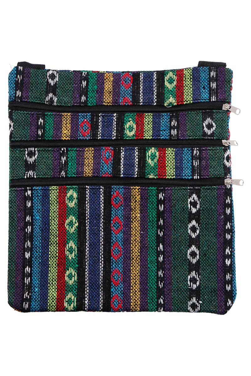 Navajo Baja Tribal Triple Zip Clutch Crossbody Bag