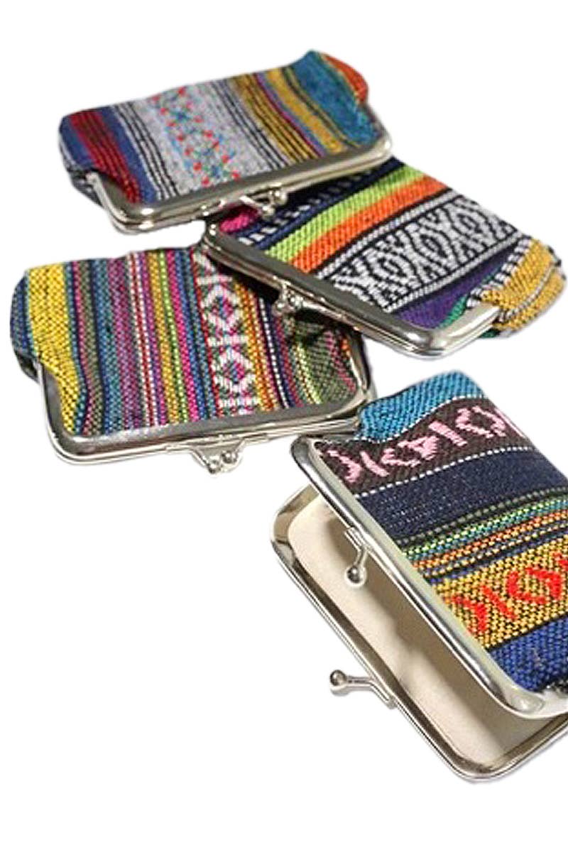 Baja Tribal Woven Kiss-Lock Closure Coin Purse Bag