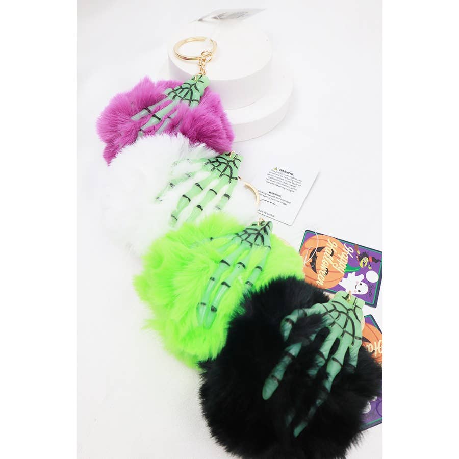 Skeleton Hand Pom Pom Keychain