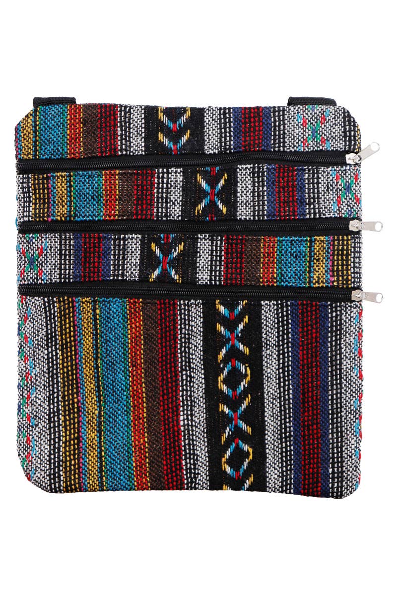 Navajo Baja Tribal Triple Zip Clutch Crossbody Bag