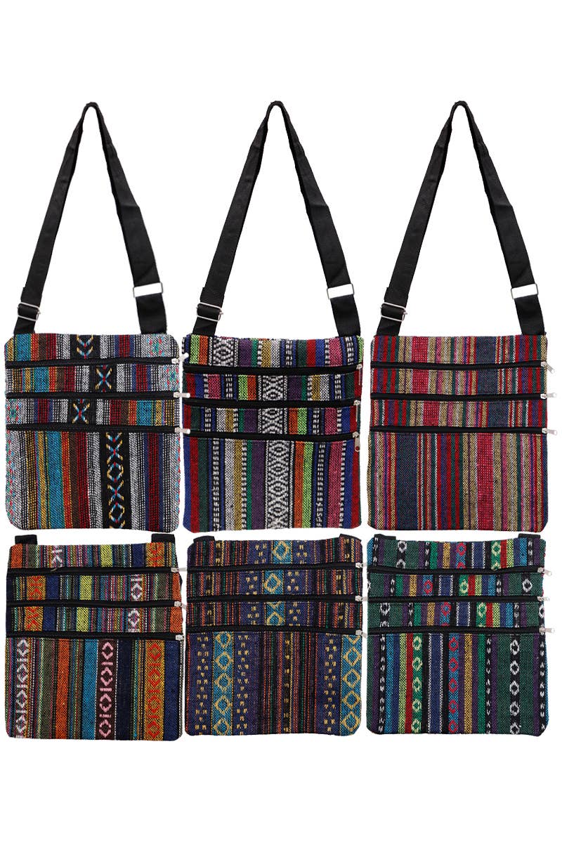 Navajo Baja Tribal Triple Zip Clutch Crossbody Bag
