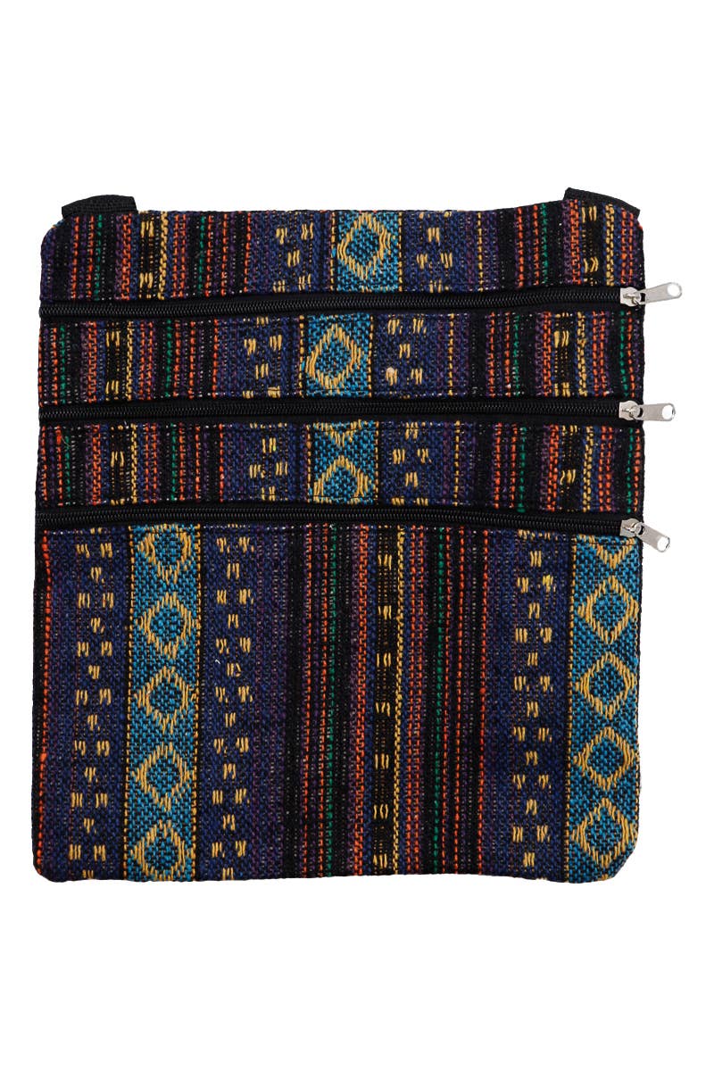 Navajo Baja Tribal Triple Zip Clutch Crossbody Bag