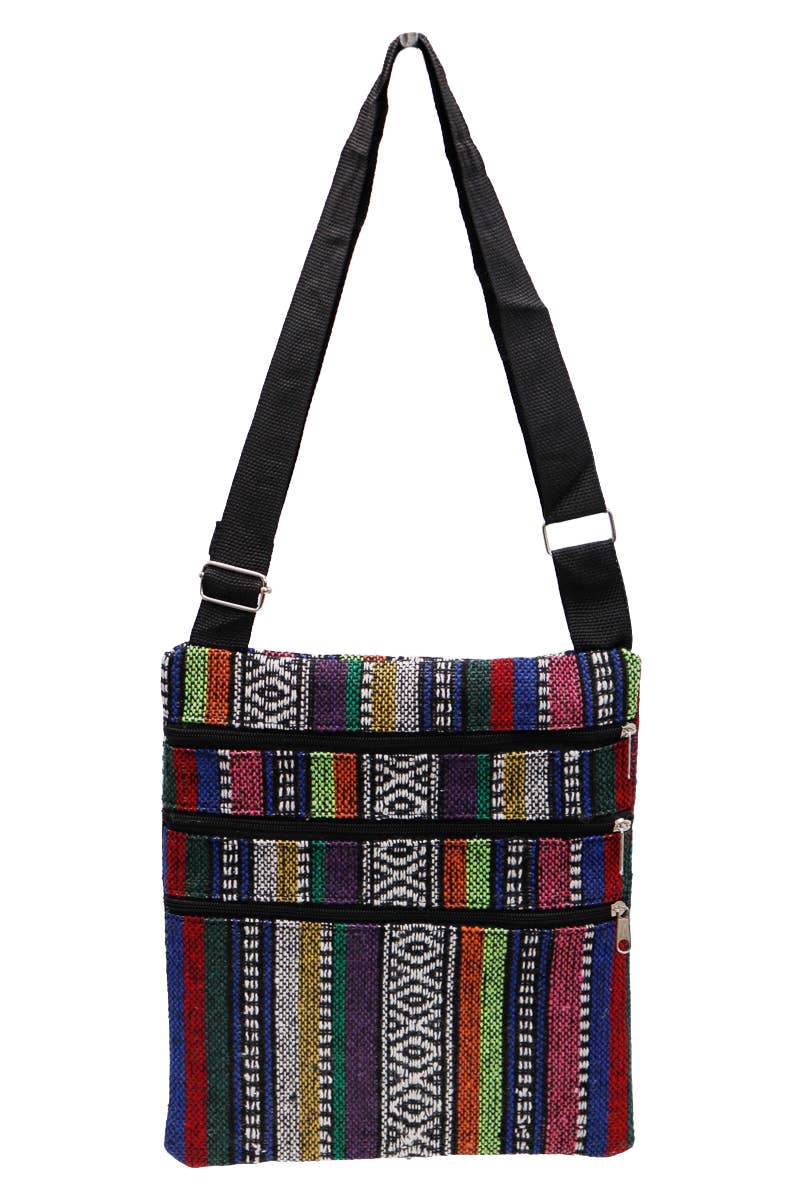 Navajo Baja Tribal Triple Zip Clutch Crossbody Bag