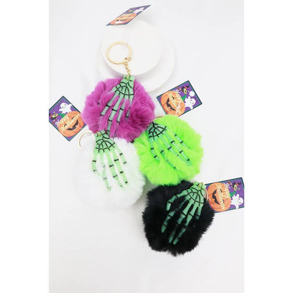 Skeleton Hand Pom Pom Keychain