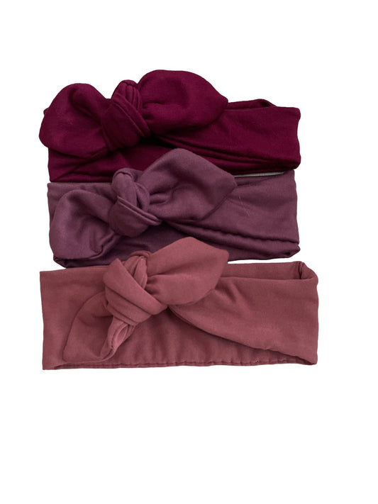 Knot Bow Headband - Wine, Berry & Dusty Rose
