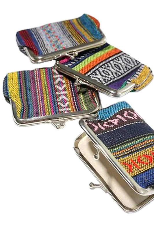 Baja Tribal Woven Kiss-Lock Closure Coin Purse Bag