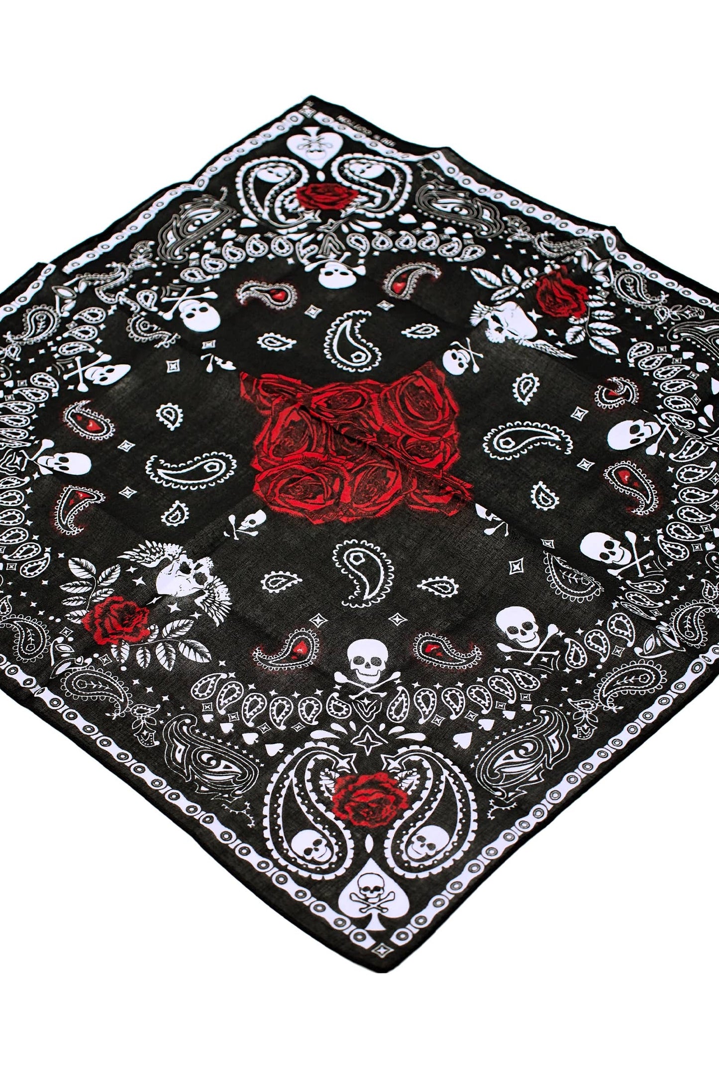 Gothic Skull Paisley Floral Print Cotton Bandana