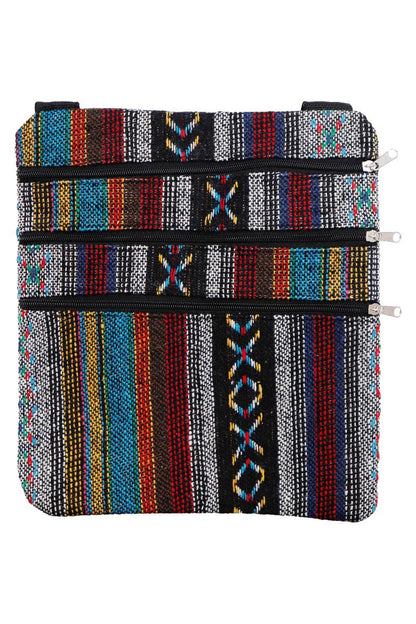 Navajo Baja Tribal Triple Zip Clutch Crossbody Bag