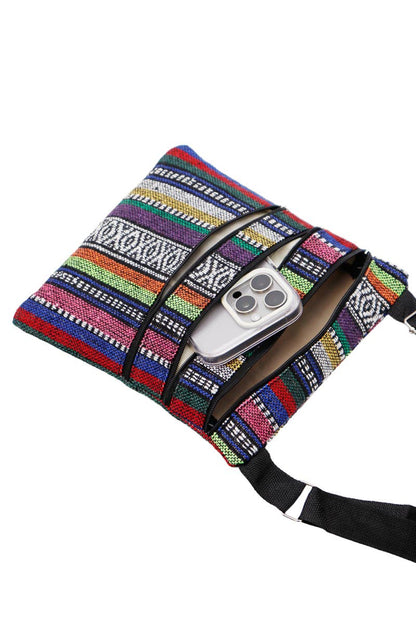 Navajo Baja Tribal Triple Zip Clutch Crossbody Bag