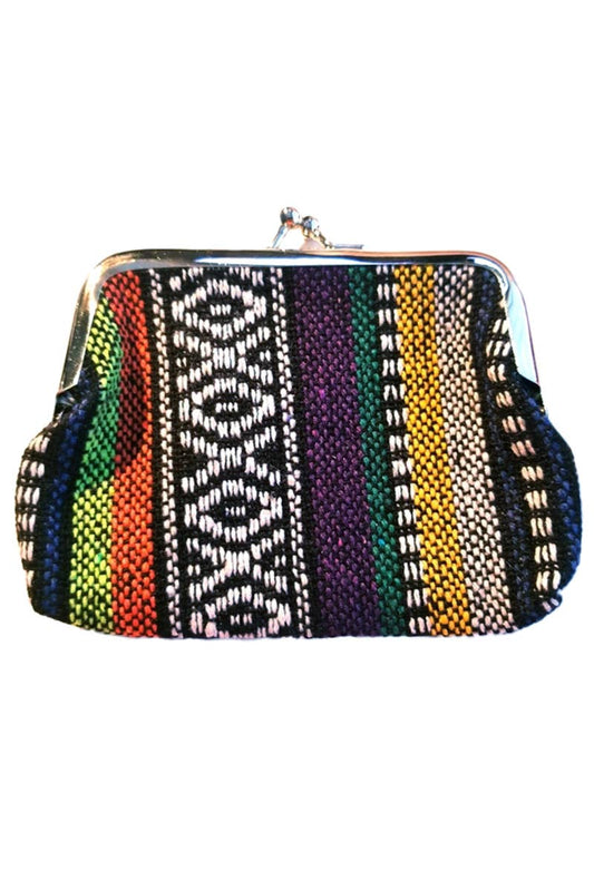 Baja Tribal Woven Kiss-Lock Closure Coin Purse Bag